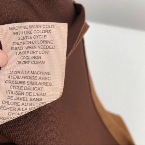 Philosophy Republic Faux Vegan Suede Camel Tan Snap Front Pockets Mini Skirt - Picture 10 of 10